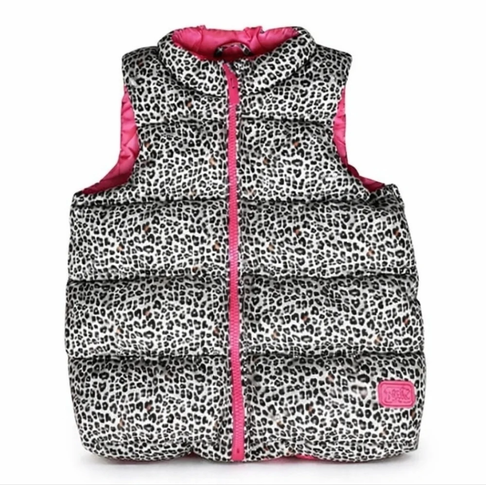 Baby GAP Kids Leopard Print Puffer Vest with Pink Inside Size 2T